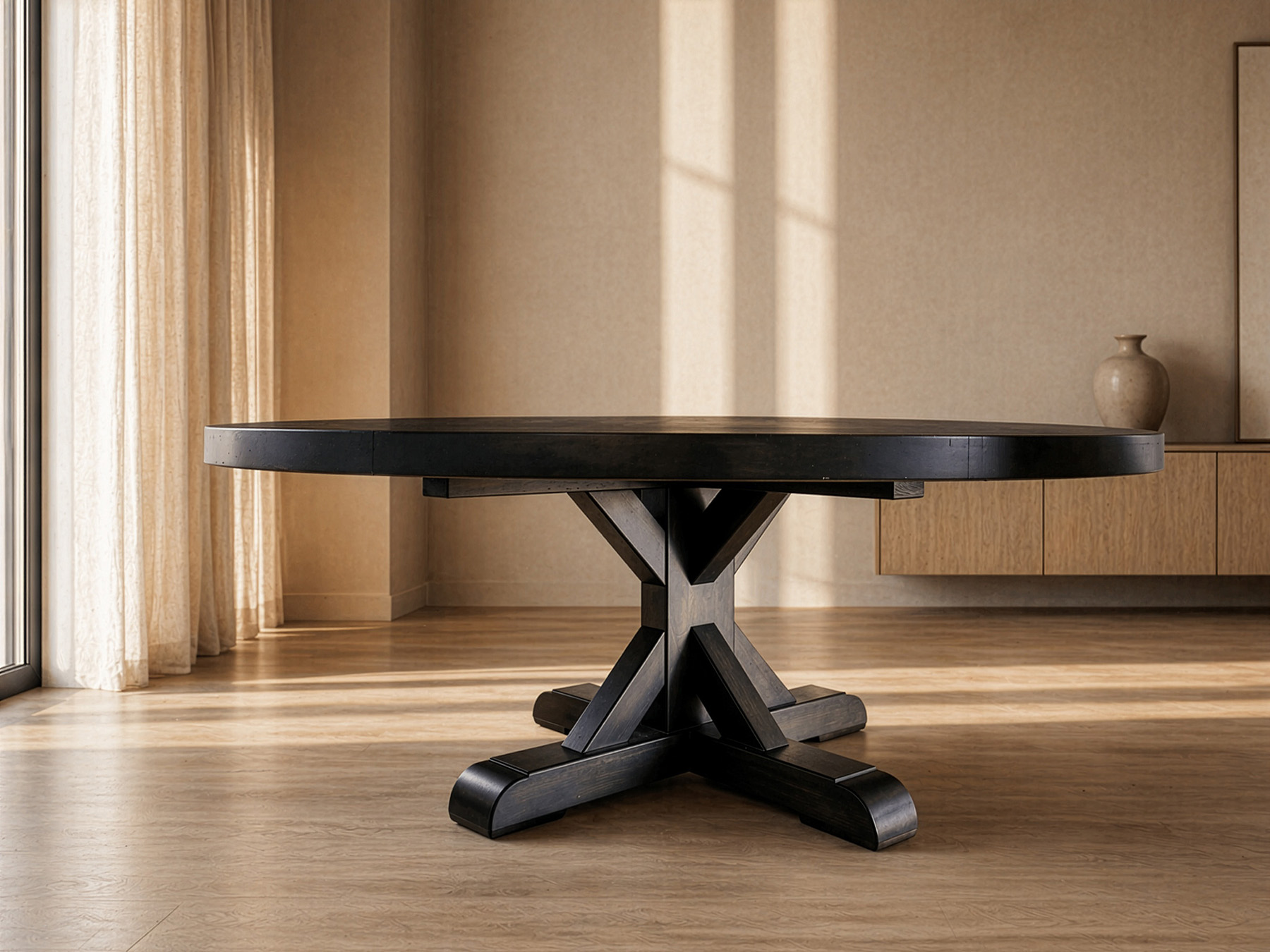 moscati round pedestal custom dining table