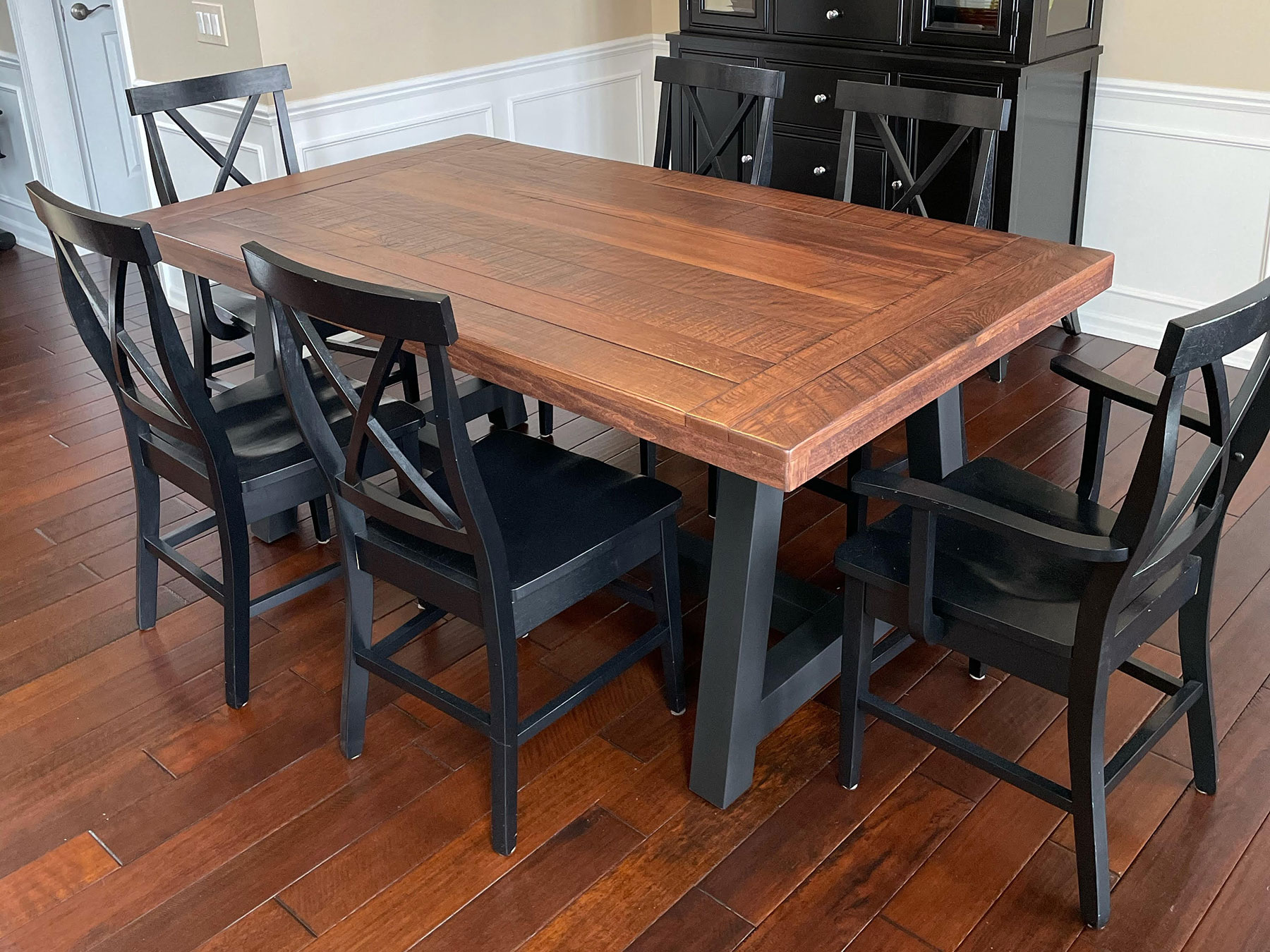 the clare trestle two tone custom farmhouse table