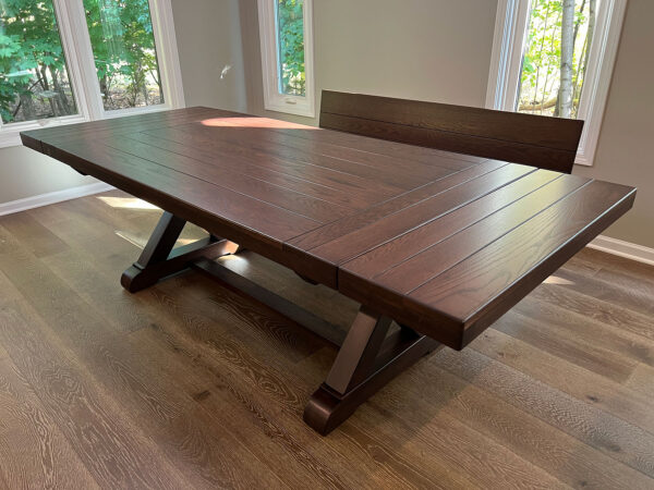 the fulton trestle farmhouse table with slide-in leaf extensions