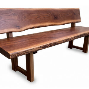 signature bench with back live edge