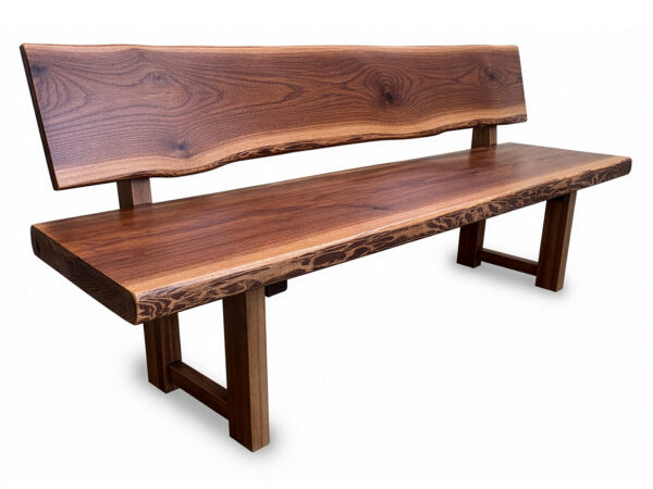 signature bench with back live edge