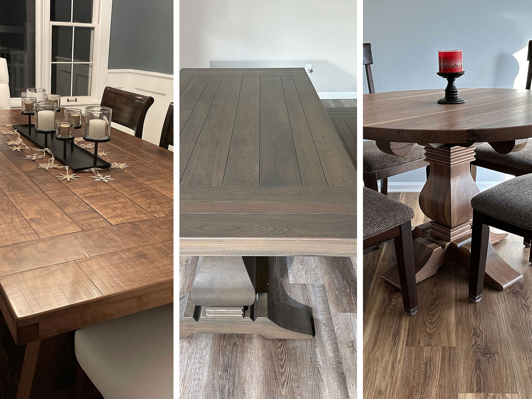 three tabletop styles to choose from