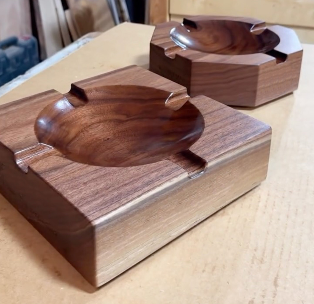 walnut cigar ashtrays