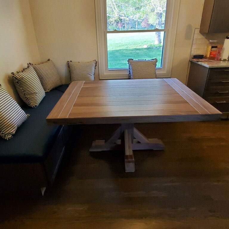 philomena-custom-pedestal-farmhouse-table-customer-chrisv philomena custom pedestal farmhouse table