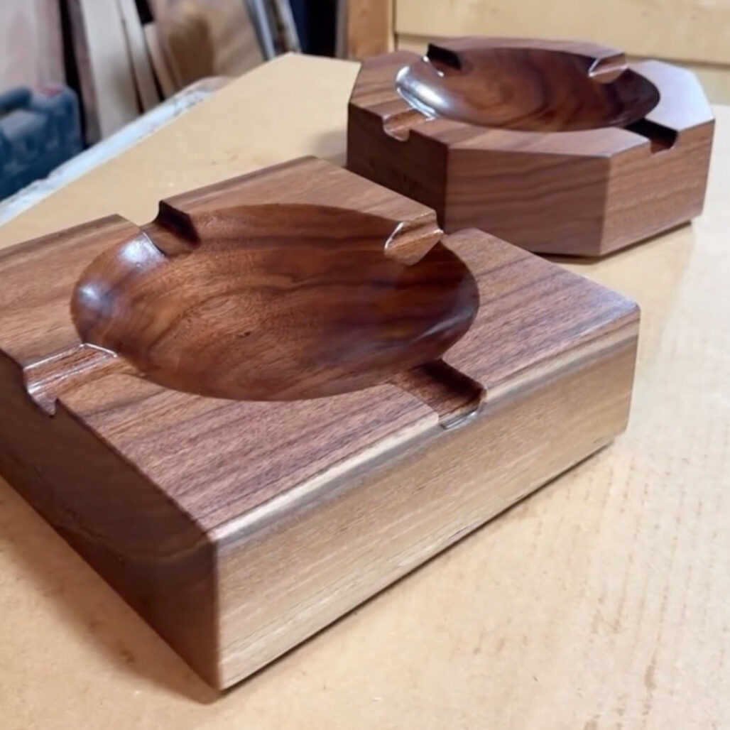 walnut cigar ashtrays